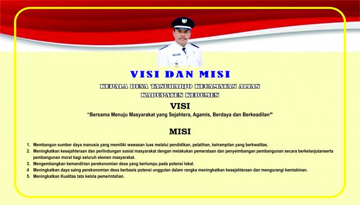 VISI DAN MISI KEPALA DESA TANUHARJO PERIODE 2019 - 2025 - Website Resmi